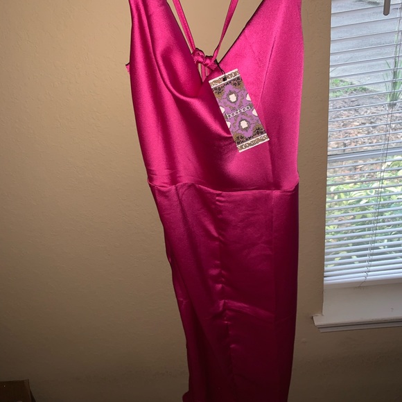 Pink Satin Midi Dress - Picture 3 of 4